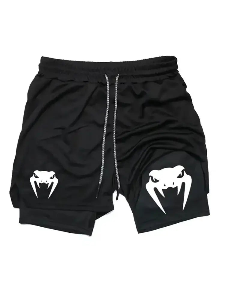 Men’s 2 in 1 running shorts breathable lightweight double layer gym shorts