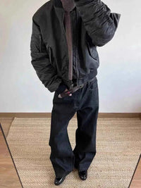 Men's Black Red Selvedge Jeans – Raw Denim Wide Leg Micro Flare Pants