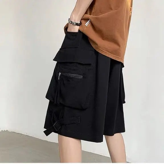 Men's Retro Workwear Shorts – Loose Wide-Leg High Street Casual Pants