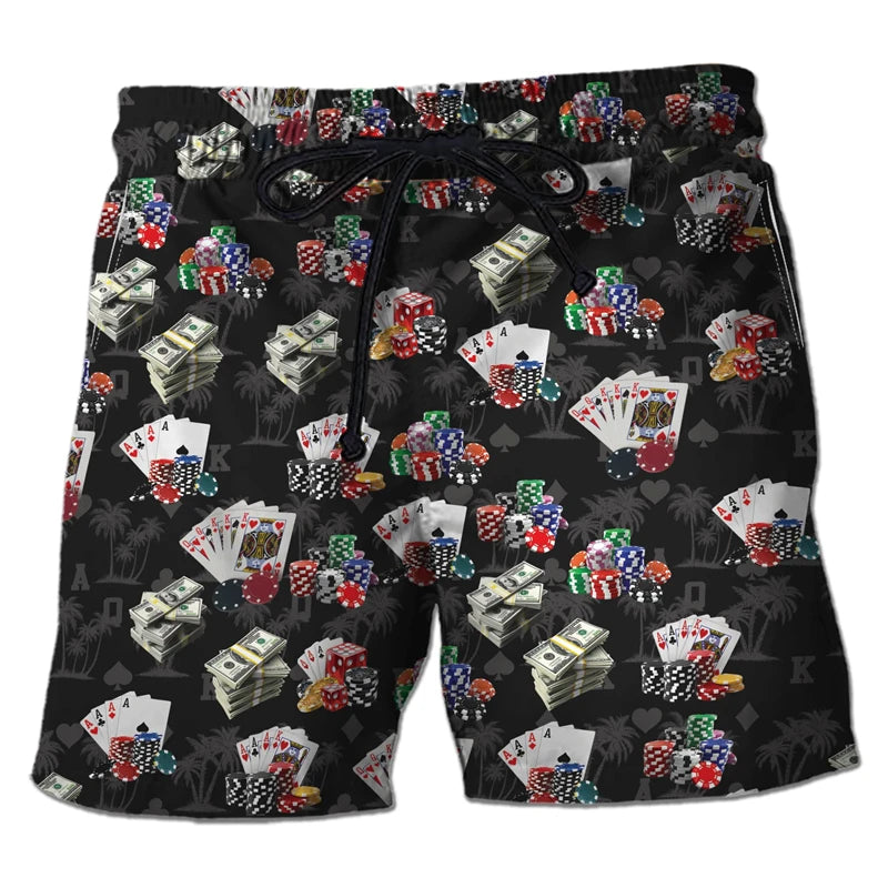 Men's Casino Poker Boardshorts – 3D Print Beach Shorts Casino Club Style