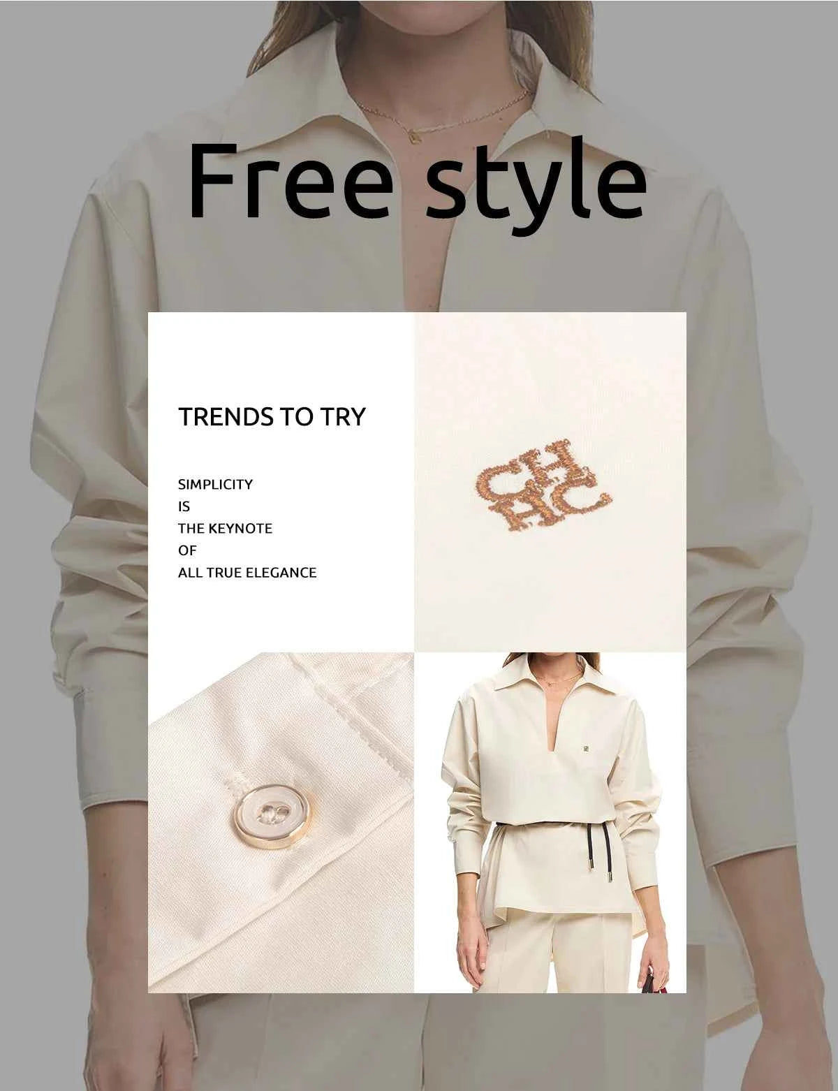 Women's Embroidered V-Neck Long Sleeve Shirt – Elegant Long Sleeve Casual Office Top