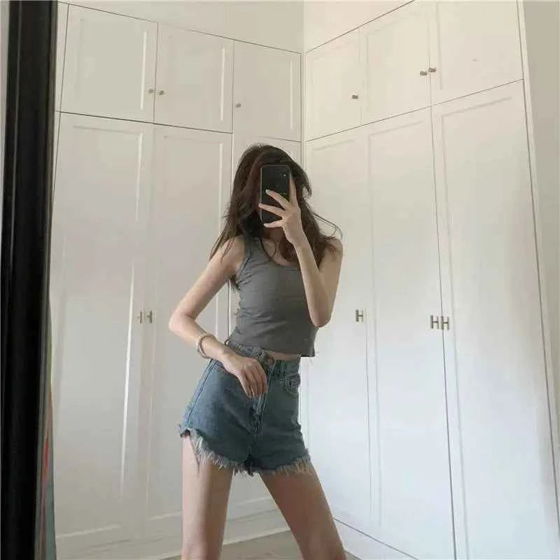 Women's Y2K Crop Tank Top – Sleeveless Korean Harajuku Aesthetic Vest