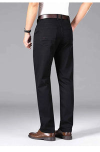 Men's Black Stretch Straight Jeans – Thin Breathable Business Casual Pants